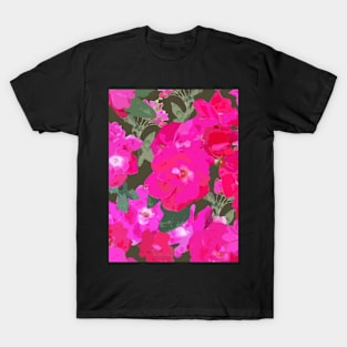 Soft Wild Roses on Dark Khaki Green Repeat 5748 T-Shirt